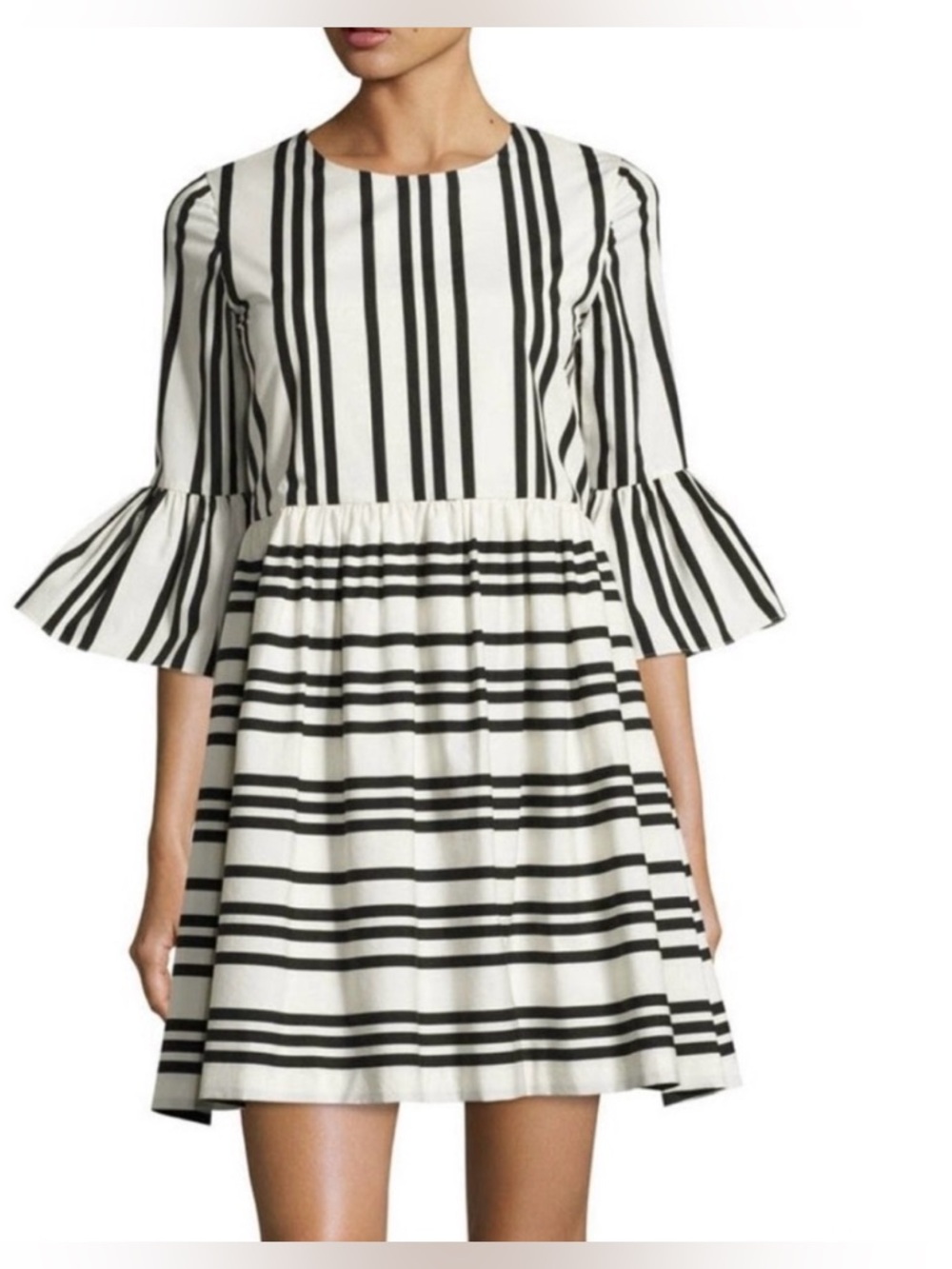 AlLICE + OLIVIA || Augusta Black & Cream White Striped Mini Dress. Sz. 8
